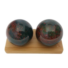 Top Chi Bloodstone Baoding Balls for Hand Therapy, Exercise, and Stress Relief (Large 2 Inch with Stand)