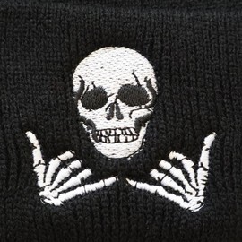 RALSPEC Skeleton Skull Design Black Beanie Hat Mens Warm Winter Wool Knit Headwear Goth Gothic Punk Beany