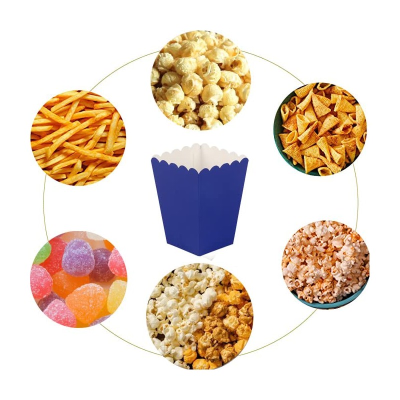 CC wonderland zone 24pcs Navy Blue Mini Popcorn Boxes Paper