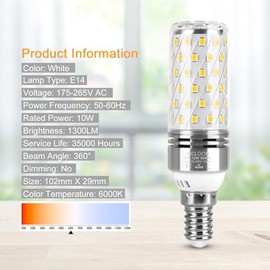 Vicloon Vicloon E14 LED Corn Bulbs,4 Pcs LED Corn Screw Bulbs,100W Incandescent Bulbs Equivalent,6000K Cool White,360 Beam Angle,1300Lm No Flicker No Dimmable,LED Bulb for Home Lighting,AC 175-265V