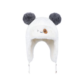 Baby Faux Fur Hat Toddler Fleece Lined Baby Trapper Hat Winter Hat with Ear Flap Baby Cute Crochet Beanie Hat Fluffy Hat Cute Pom Hat Knitted Soft Comfortable Warm Hat for Cold Weather (6-24 Months)