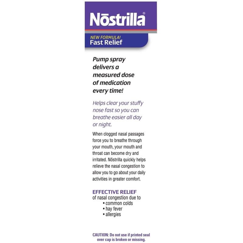 Nostrilla Nasal Decongestant, Effective Relief of Nasal Congestion, Up to
