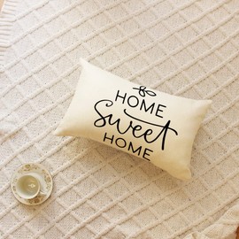 Ogiselestyle Home Sweet Home Throw Pillow Cover, 12 x 20 Inch Farmhouse Home Cushion Case Decoration for Sofa Couch