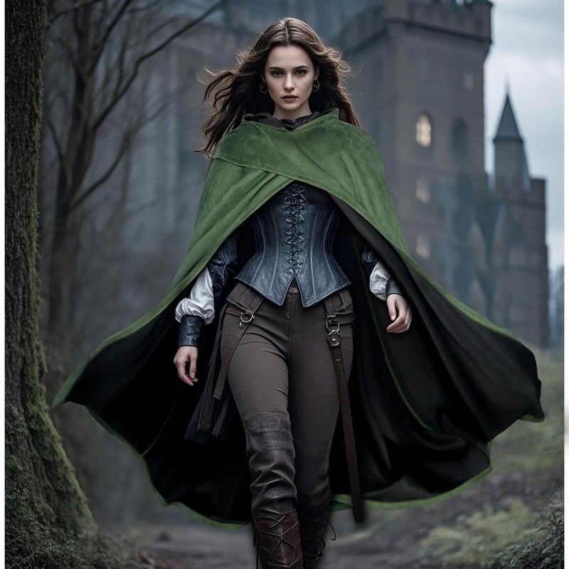 keland Medieval Cape with Hood Renaissance Hooded Cape Hobbit Costume