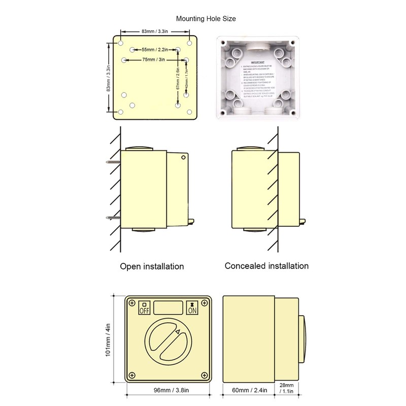 IP66 Waterproof Switch 250 V 2 Position Rotary Selector Switch