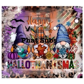 Unbranded 20oz Sublimation Tumbler Wrap Hallothanksmas Gnomes Ready to Press Heat Transfer