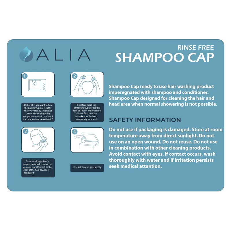 5 x ALIA Shampoo Cap Rinse Free Microwavable | Hair