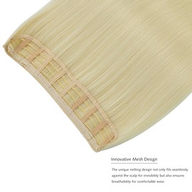 Yamel Invisible Wire Hair Extensions 20 Inch Blonde Long Silky Straight Synthetic Hairpieces Secret Hair Extensions for Women