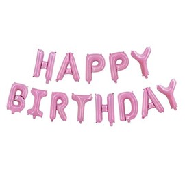 Happy Birthday Balloons, 16 Inch Aluminum Metallic Foil Letters Alphabet Balloons Banner with Pump for Birthday Party Decoration (Violet)