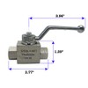 Hydraulic High Pressure Shut-Off Ball Valve 3 Way 1/4 Inch