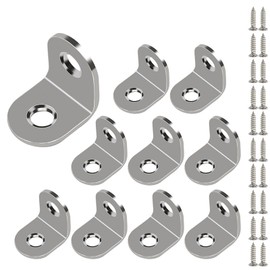 Leliafleury 10Pcs Right Angle Bracket 20mm x 20mm Stainless Steel Corner Brace L Shaped Bracket with Screws for Wood Furniture Fixation