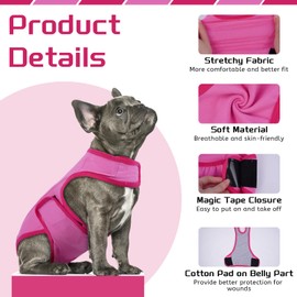 LeLePet Dog Surgery Recovery Suit, Post Surgery Dog Suit for Male and Female, Adjustable Medical Recovery Suit for Dogs After Surgery, Soft Dog Surgical Suit for Wound Protection, Pink 2XL