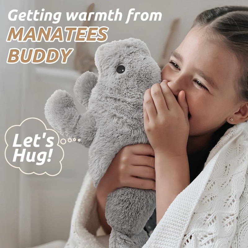 Manatee Stuffed Animals, Microwavable Stuffed Animal Adorable Fluffy Manatee Plush