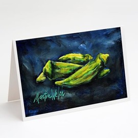 Caroline's Treasures Okra Bleu Greeting Cards Pack of 8 Blank Cards with Envelopes Whimsical A7 Size 5x7 Blank Note Cards