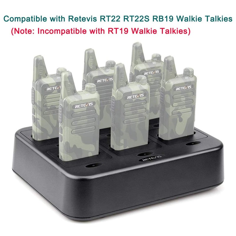 Retevis RT22 Walkie Talkie Charger, Six-Way Charger, Multi Unit Charging