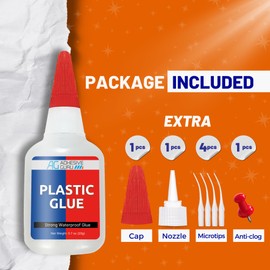 Adhesive Guru Plastic Glue (0.7 oz) Ultra Strong Super Glue for Repairs, Waterproof Adhesive for Plastic Bonding Models, DIY Crafts, Toys, PVC, ABS, 3D Printings and More - 1 Pack
