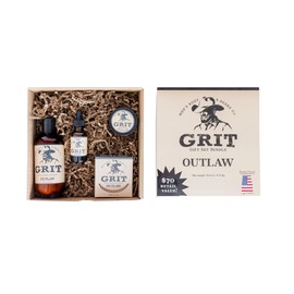 GRIT Boxed Gift Set Bundle Outlaw - Includes 1 Soap, 1 Lotion, 1 Beard Oil, and 1 Beard Balm | All Natural | Dye-Free Lotion | Enriched with Nourishing Goat Milk |