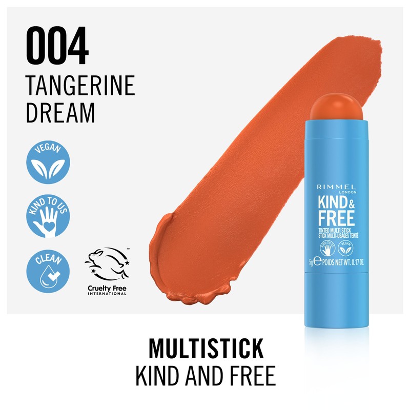 Rimmel London Kind & Free, 004 Tangerine Dream, Multi-Stick, For