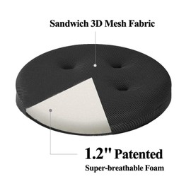 baibu Set of 2 Bar Stool Cushions, Super Breathable Round Bar Stool Cover Seat Cushion Black 12" - 2 Cushions Only