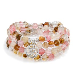 Om Mala Beads 108 Meditation Mantra Necklace Bracelet for Men or Women Prayer, Stone, No gemstone