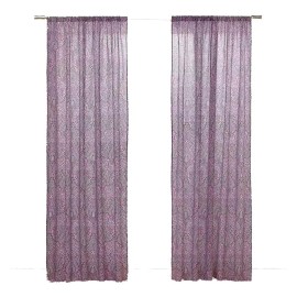 Colibri Juego De Cortinas Qatar Rosa Gris 50% Algodon 2 Lienzos