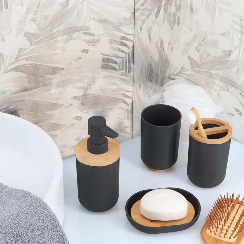 Bamboo-Based Black Padang Vanity Bathroom Tumbler Cup - Ideal as
