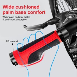 Bike Handlebar Grips Ergonomic Non-Slip Rubber Mountain Bike Grips 22.2mm Universal Aluminum Double Lock Bicycle Handlebar Covers with 1Pcs Allen Wrench for MTB BMX Mountain Bikes Outdoor Cycling Red