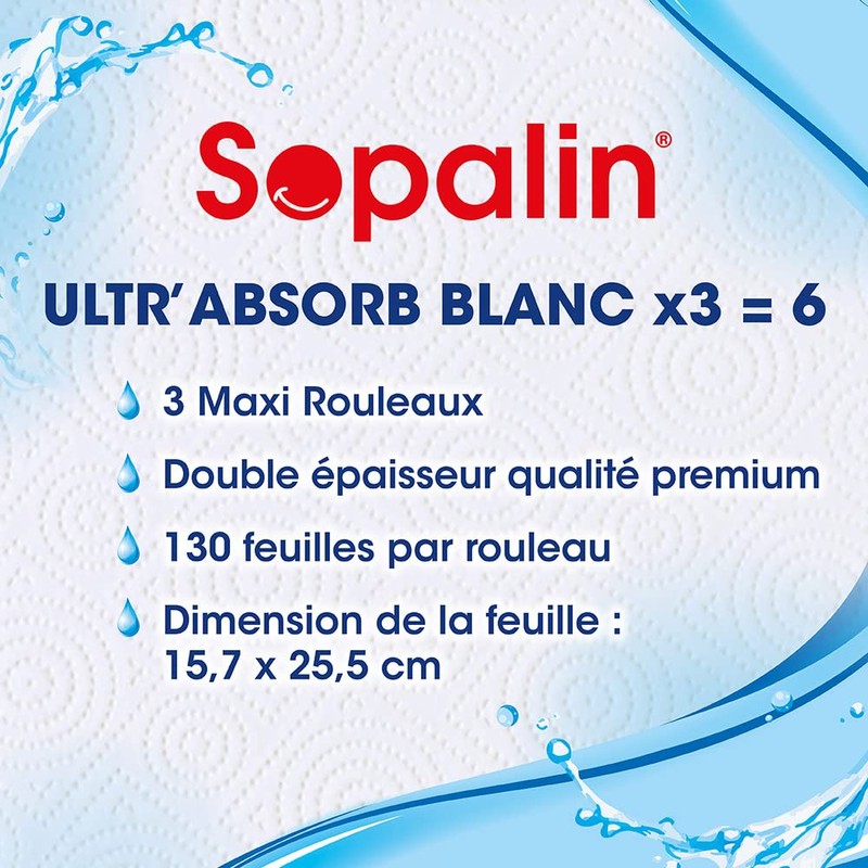 Sopalin Ultra Maxi Towel 3 Rolls (Equivalent to 6 Classic