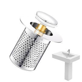 Floor Drain Filter Made of Stainless Steel, Drain Strainer, Sink Strainer, Drain Hair Strainer, Shower, Bathtub Drain Plug, Kitchen Sink with Bounce Brass Core Strainer, Sink Strainer Insert, for
