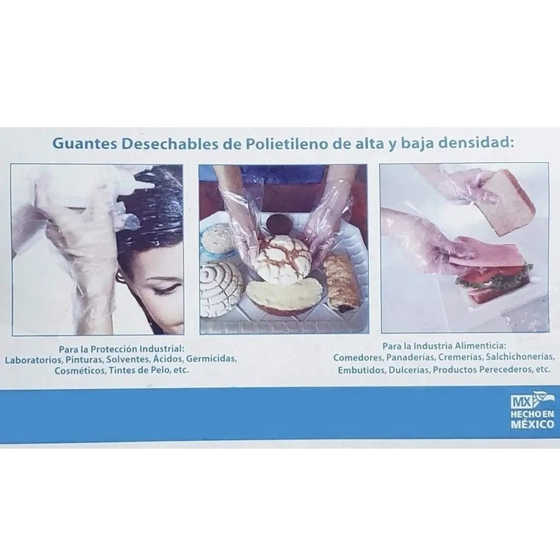 100 Guantes Desechables Polietileno – sin látex, plástico para preparación