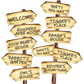 Baby Shower Decorations - 11PCS Classic Winnie Bear Arrow Party Signs, Double-Sided Birthday and Oh Baby Party Décor