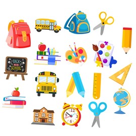 SHOWERORO 18Pcs Cartoon School Themed Hanging Decor for Back to School Parties Easy to Store Pendants for Classroom and Home Decoration