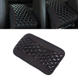 x xotic tech Center Console Pad 12.6"x7.4" PU Leather Car Armrest Seat Box Cover Mat Universal Waterproof Accessories Most Cars, SUV, Truck (Black)