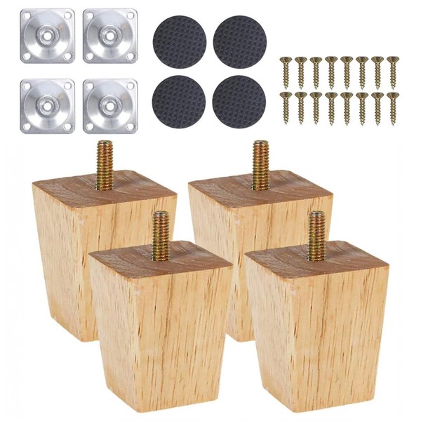 Ianulus Sofa Replacement Legs, Pack of 4 Wooden Furniture Legs,