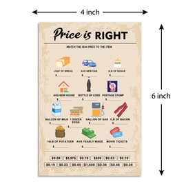 QUPT 90th Birthday Party Games, Price is Right Games, Birthday Party Supplies for Adults, Fun 1934s Party Game，Pack of 30 Cards