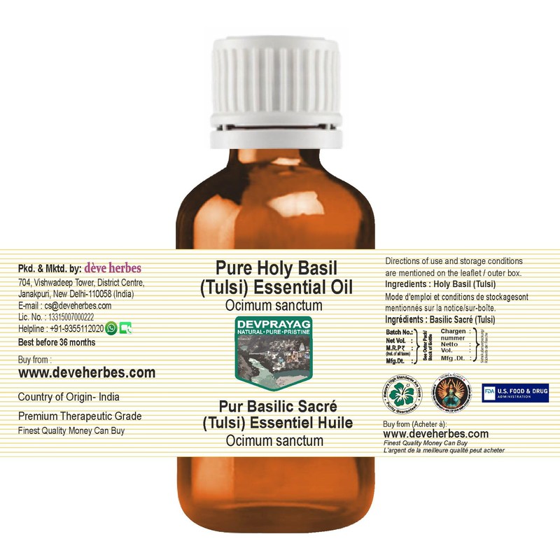 Devprayag Pure Holy Basil (Tulsi) Essential Oil (Ocimum Sanctum) Natural
