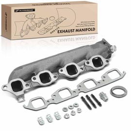 A-Premium Left Exhaust Manifold Kit W/Gaskets, Studs, Nuts, Washers, Springs, Bolt, Heat Shield [8Cyl 7.4L] Compatible with Chevy & GMC Models - Express Savana 3500 C2500 K2500 Suburban K3500 & More