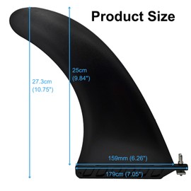 Anfyko 10" Paddle Board Fin with Screw - Free No Tool SUP Fin Surf Fin - Reinforced Nylon & Fiberglass Center Fin with Classic Curved Design for Longboard, Surfboard, Paddleboard...