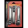 Tool Essentials 3pc Snap Off Blade Utility Knife, Blue, Black,