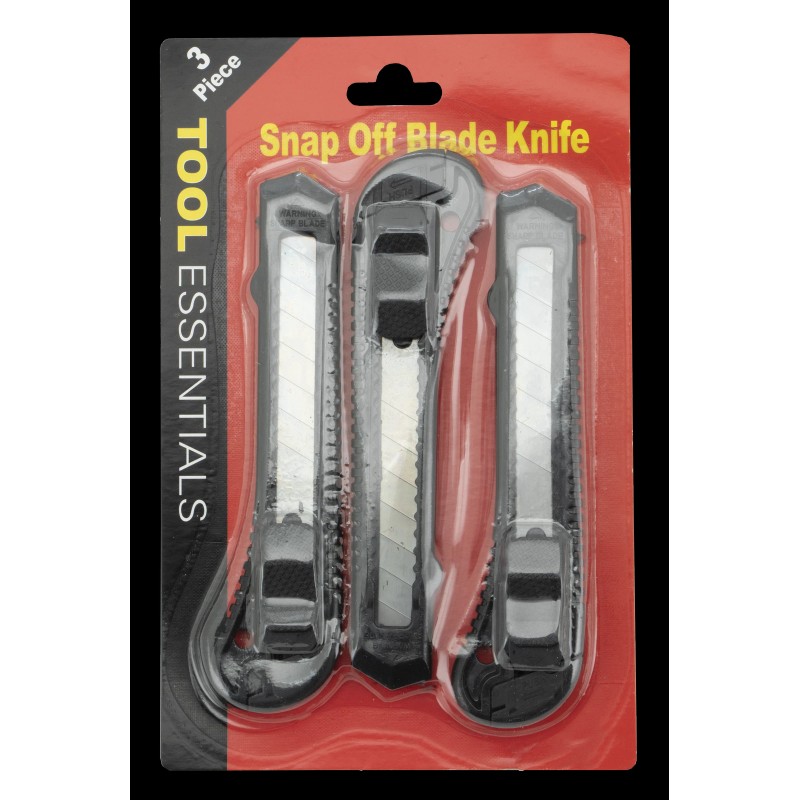 Tool Essentials 3pc Snap Off Blade Utility Knife, Blue, Black,