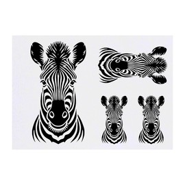 4 x 'Zebra Face' Temporary Tattoos - Water Resistant, Skin-Safe, Non-Toxic Transfers, Mixed Sizes (TO00083438)