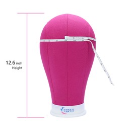 Eerya Wig Head Canvas Block Head 22 Inch Wig Head Stand for Making Wig Display Styling Rosy Poly Canvas Block Wig Head with Stand Mannequin Head with Mount Hole Manikin Head Wig Stand(23 Inch,Rosy)