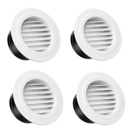 Hon&Guan Soffit Vents, 6 Inch Vent Cover Round Soffit Vents Exterior with Built-in a Fly Screen for Bathroom Office Home Ventilation (4PCS)
