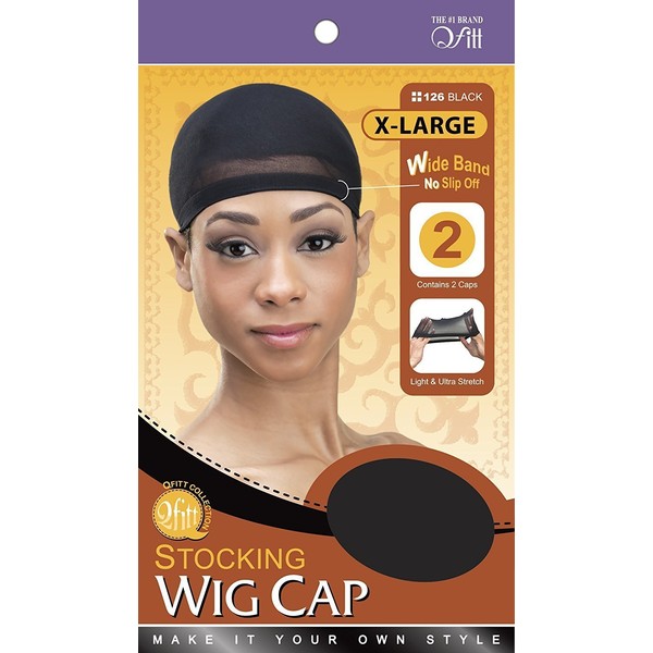 QFitt Stocking Wig Cap In Sheer Black Large Size. 2pcs [Misc.]