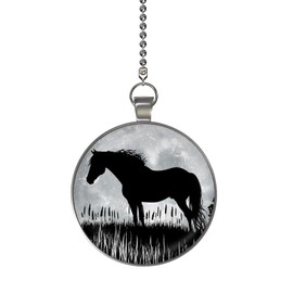 Gotham Decor Field Horse Glow in the Dark Ceiling Fan and Light Pull Chain Pendant Single Sided - Horse Fan Pull