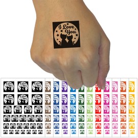 I Love You Moon and Stars Cats Temporary Tattoo Water Resistant Fake Body Art Set Collection - Purple (One Sheet)