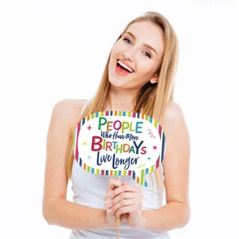 Big Dot of Happiness Funny 60th Birthday - Cheerful Happy Birthday - Colorful Sixtieth Birthday Party Photo Booth Props Kit - 10 Piece