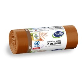 Stella 035175 Bin Liners with Handles for Organic Waste Separation | 60 L | Pack of 14 | Bin Bags for Household Waste Office Made of Thick LDPE Regranulate Film Colour: Brown