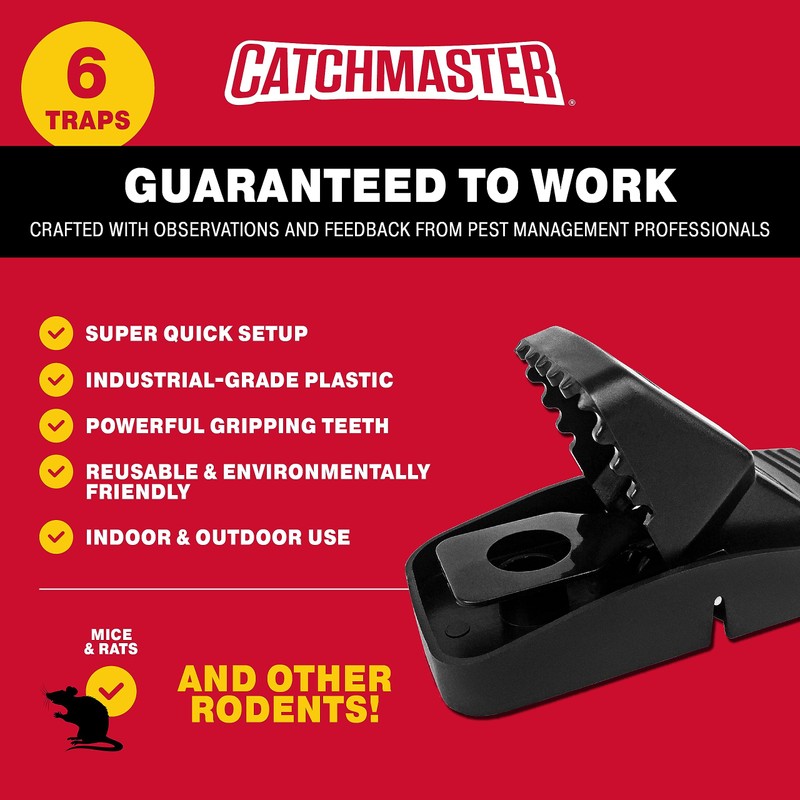 Catchmaster Snapper Mouse Traps 6-Pk, Mouse Traps Indoor for Home,