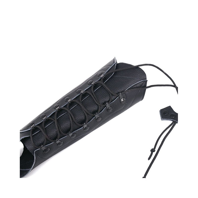 Handmade Leather Arm Guard Bow Hand Shooting Glove Black